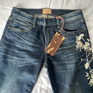 Driftwood Blue Skinny Jeans with Embroidery